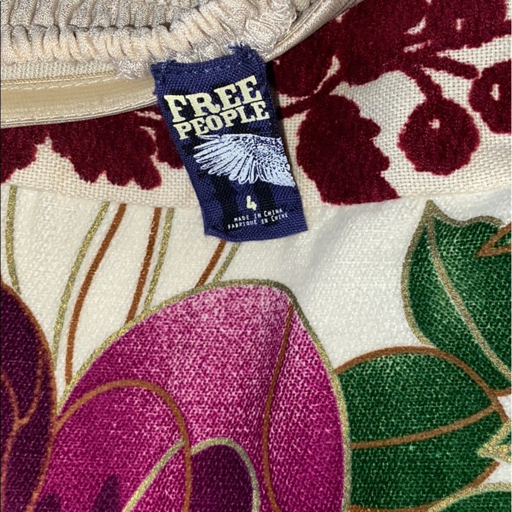 Free People Velvet Floral Gold Tube Party Dress - Picture 7 of 8